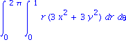 Int(Int(r*(3*x^2+3*y^2), r = 0 .. 1), theta = 0 .. 2*Pi)