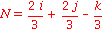 N = 2*i/3+2*j/3-k/3