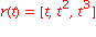 r(t) = [t, t^2, t^3]