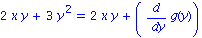 2*x*y+3*y^2 = 2*x*y+(diff(g(y), y))