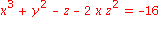 x^3+y^2-z-2*x*z^2 = -16