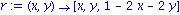 r := proc (x, y) options operator, arrow; vector([x, y, 1-2*x-2*y]) end proc