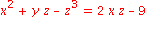 x^2+y*z-z^3 = 2*x*z-9