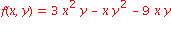 f(x, y) = 3*x^2*y-x*y^2-9*x*y